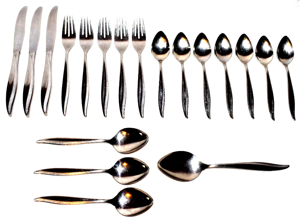 Oneida Oneidacraft Textura Stainless Steel Flatware 19 Piece Lot Forks Spoons