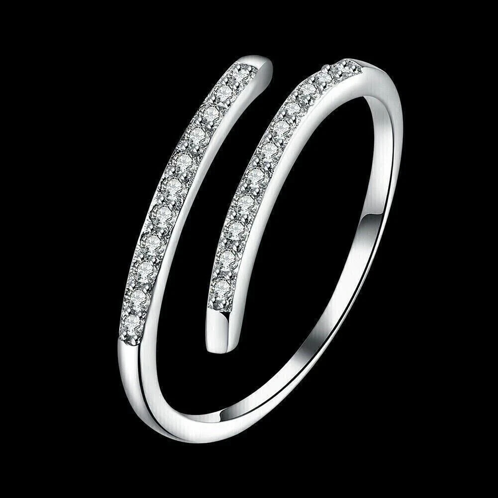 14K White Gold Plated 1 Ct Round Cut Diamond Women's Adjustable Toe Ring