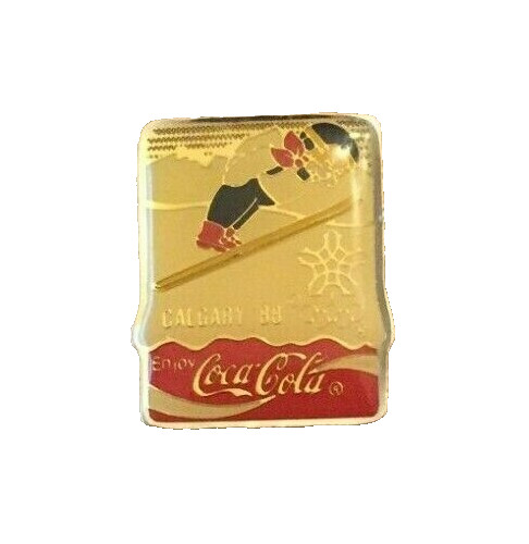 1988 Coca-Cola Calgary '88 Olympic Ski Jumping Lapel Pin w/ Howdy the Polar Bear