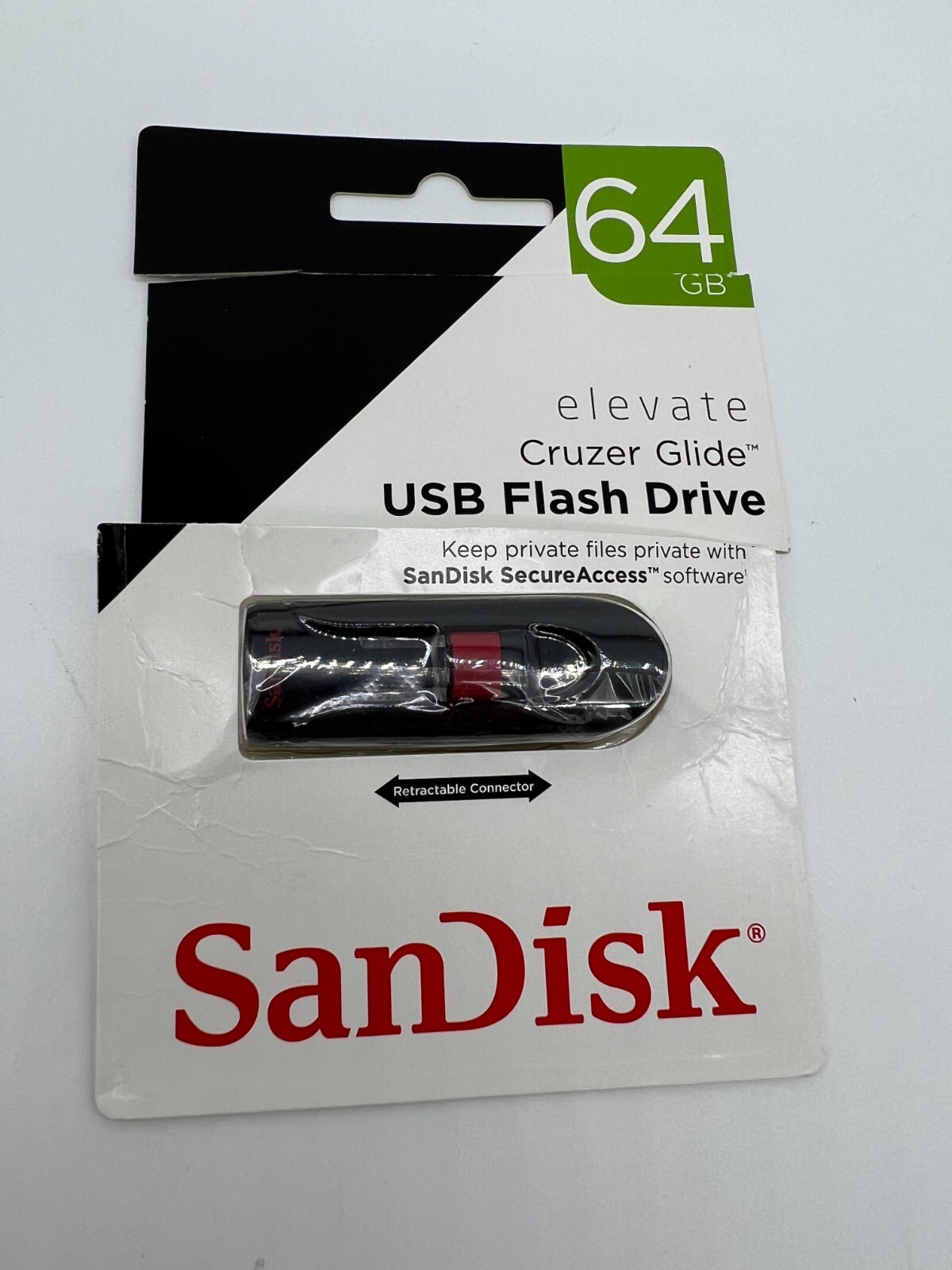 SANDISK Elevate Cruzer Glide Flash Drive 64GB USB 2.0 Black