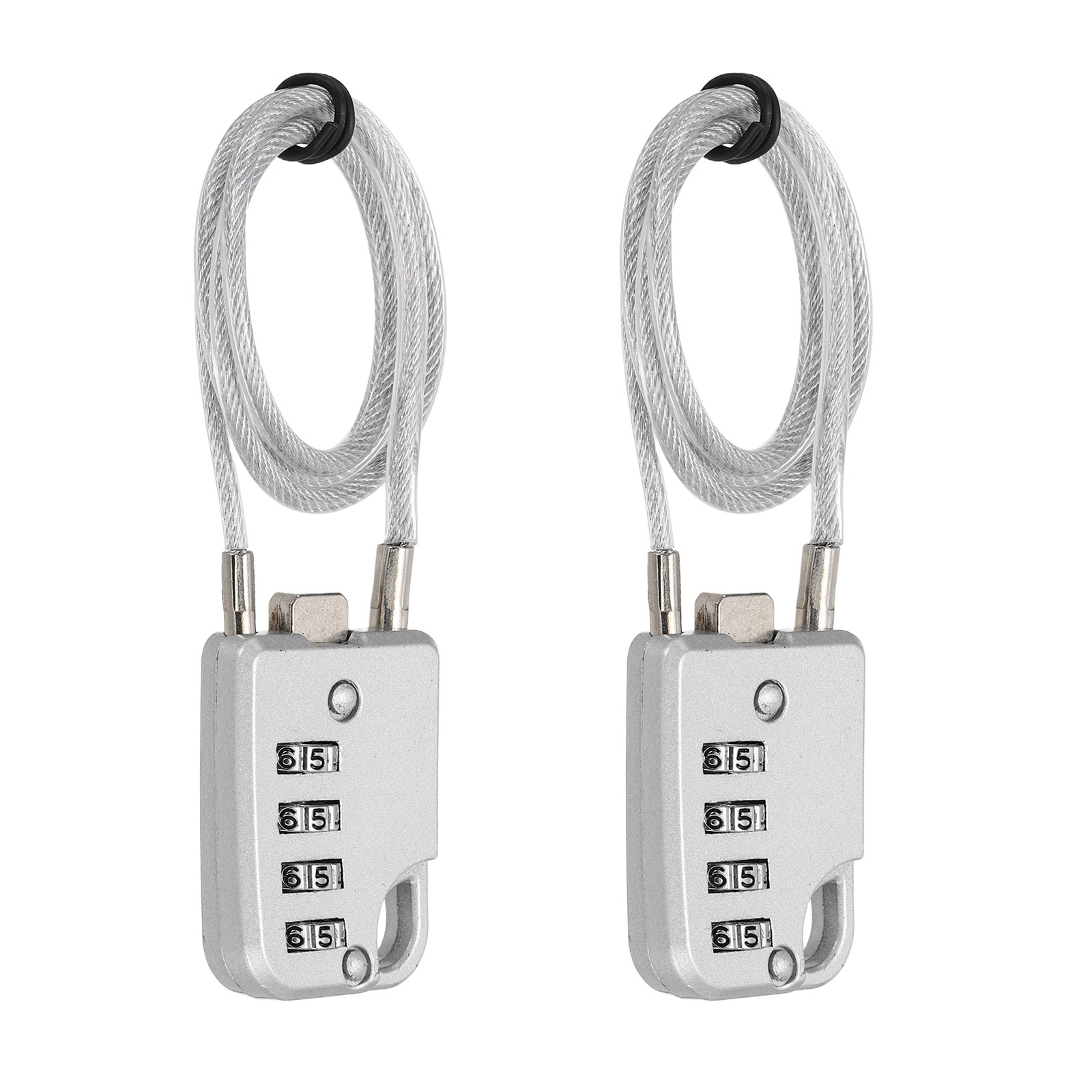2-Pack Combination Padlock, 4 Digit 20 in Cable Luggage Lock [Silver Grey]