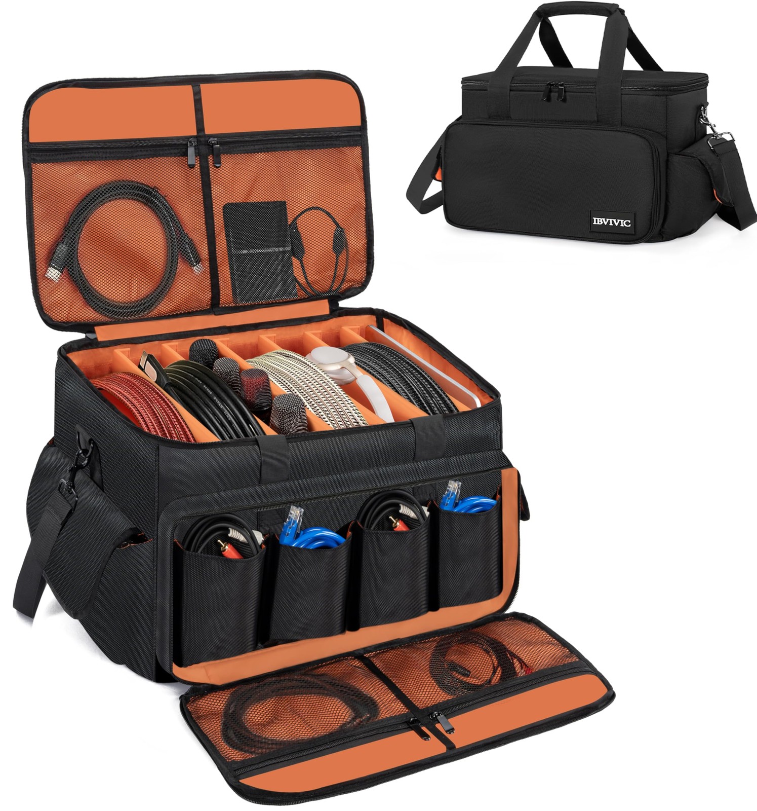 DJ Cable File Bag with 6 Detachable Dividers High Capacity Gig Cable Bag for ...