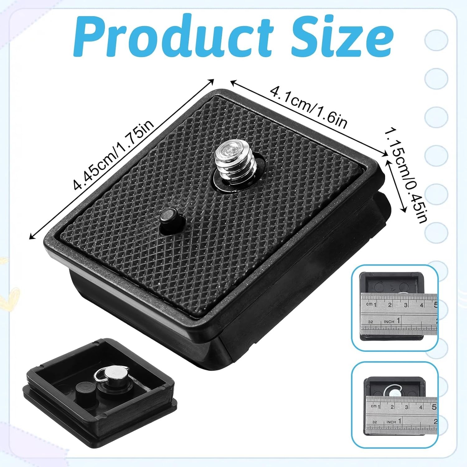 Sturdy Black Tripod Quick Release Mount for Cameras - 41x44.5mm Adaptability