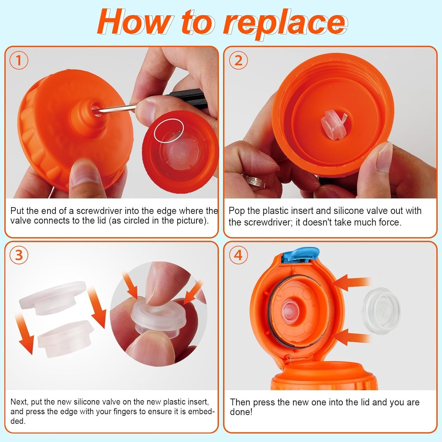 Gatorade Compatible Replacement Valve Set with Screwdriver - 8 Essential Parts