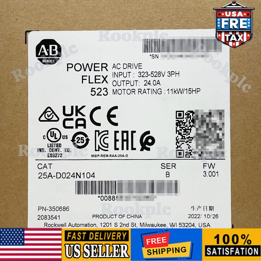 25A-D024N104 /B PowerFlex 523 AC Drive 11kW 15Hp Allen Bradley US Free Tax