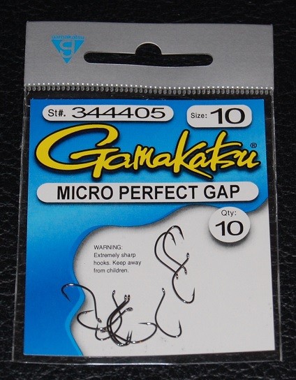 10 Pack Gamakatsu 344405 Micro Perfect Gap Hooks - Size 10 NS Black