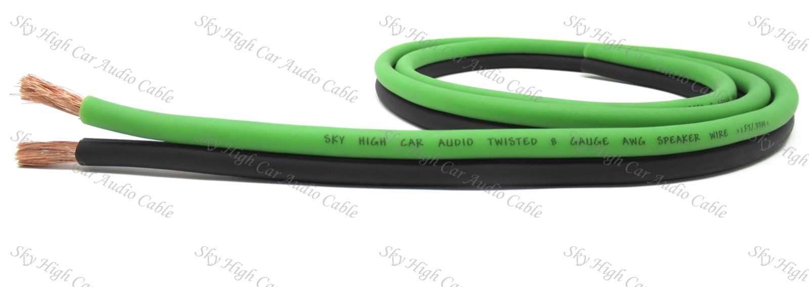 TRUE 8 Gauge AWG GR/BK By The Foot Sky High Speaker Wire Car Home Audio