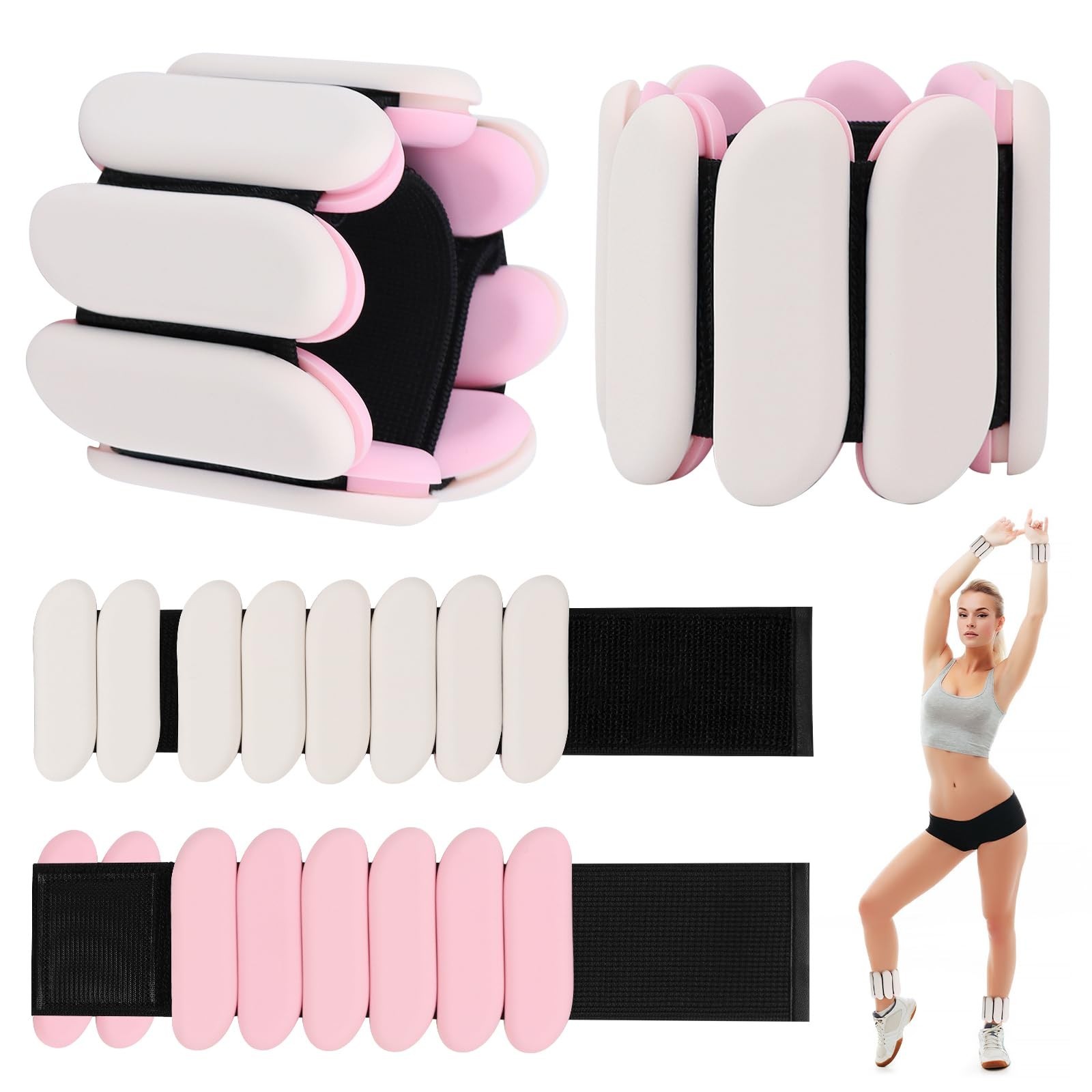 Wrist Weights - 1 Pair (1 lb Each) | Adjustable Wearable Wrist Ankle Weights,...