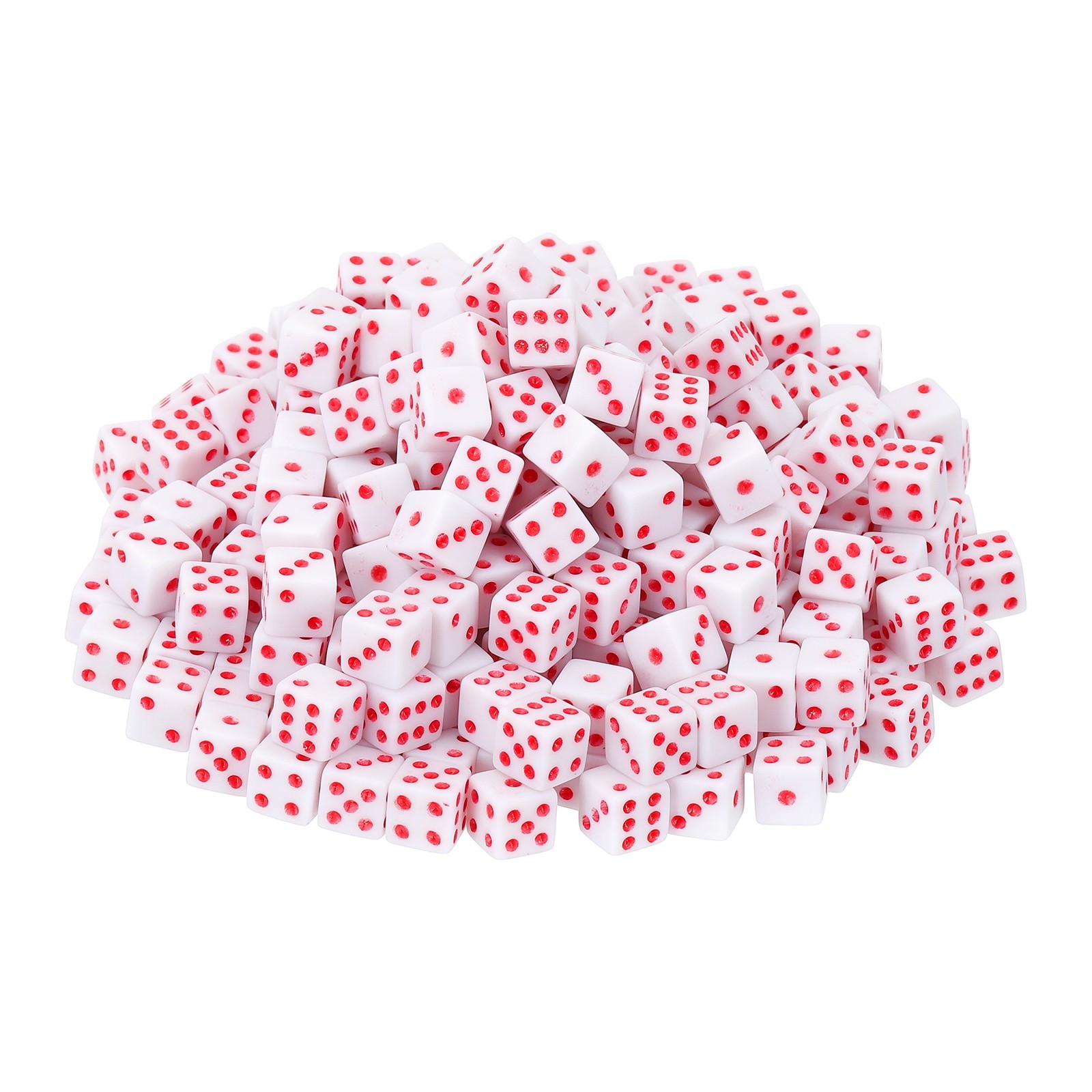 300Pcs Mini Dice, 8mm/0.31" Acrylic Game Dot Square Dice, White/Red
