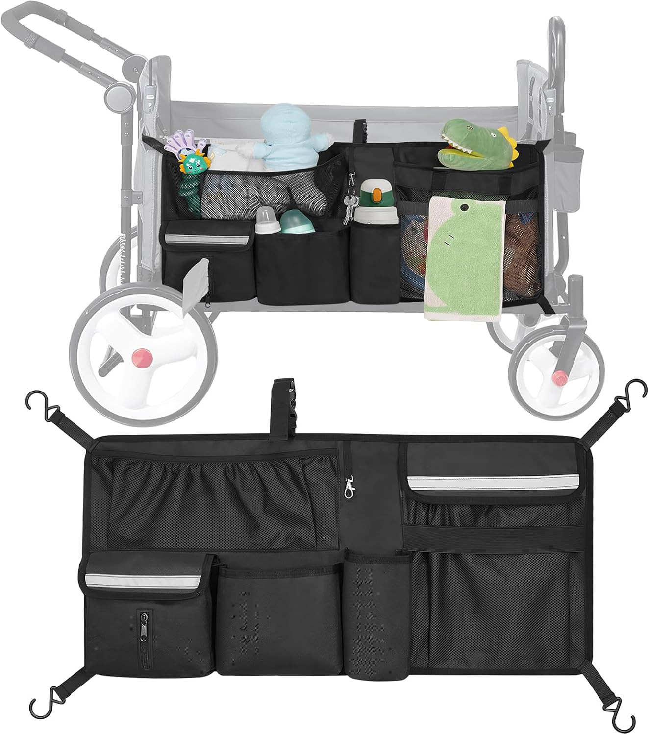 Stroller Wagon Cargo Net for WONDERFOLD W-Series, Multi-Pocket Organizer