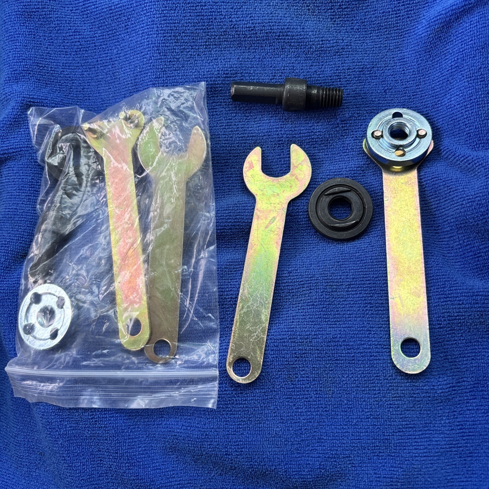 Angle Spanner with 2 Pack Outer Lock Flange Nut Lock Nut Wrench kit for Grinder