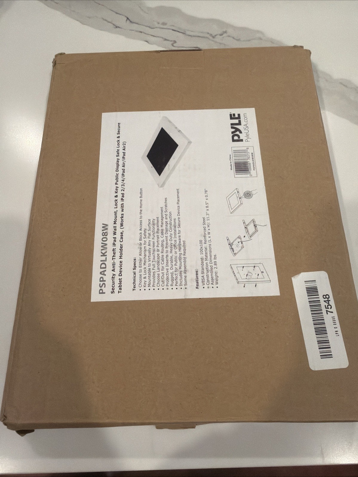 Pyle PSPADLKW08W  Security Anti-Theft iPad Wall Mount, Lock & Key Tablet Device