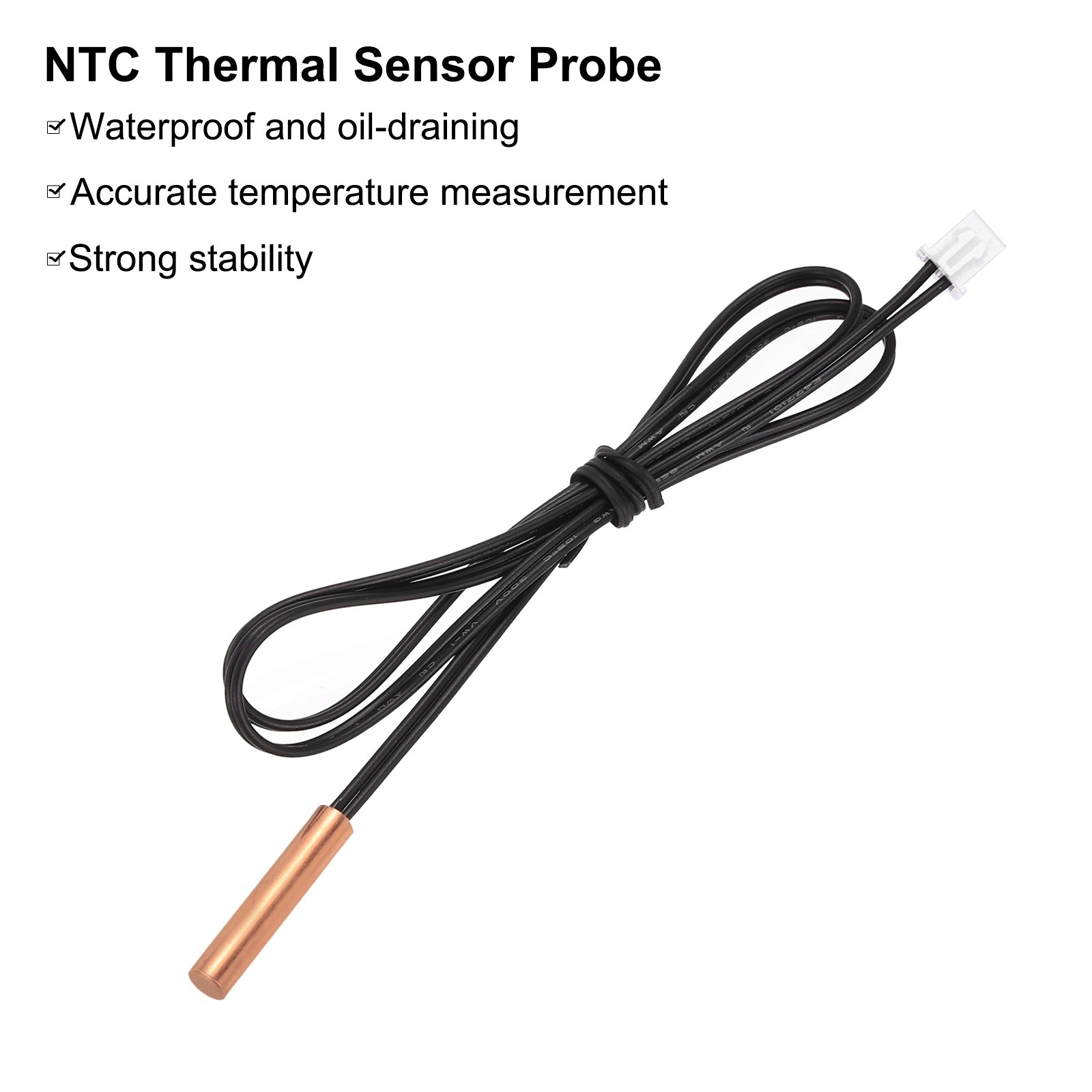 100K NTC Thermal Sensor Probe, 19.7" Cylindrical Sensitive Temp Sensor