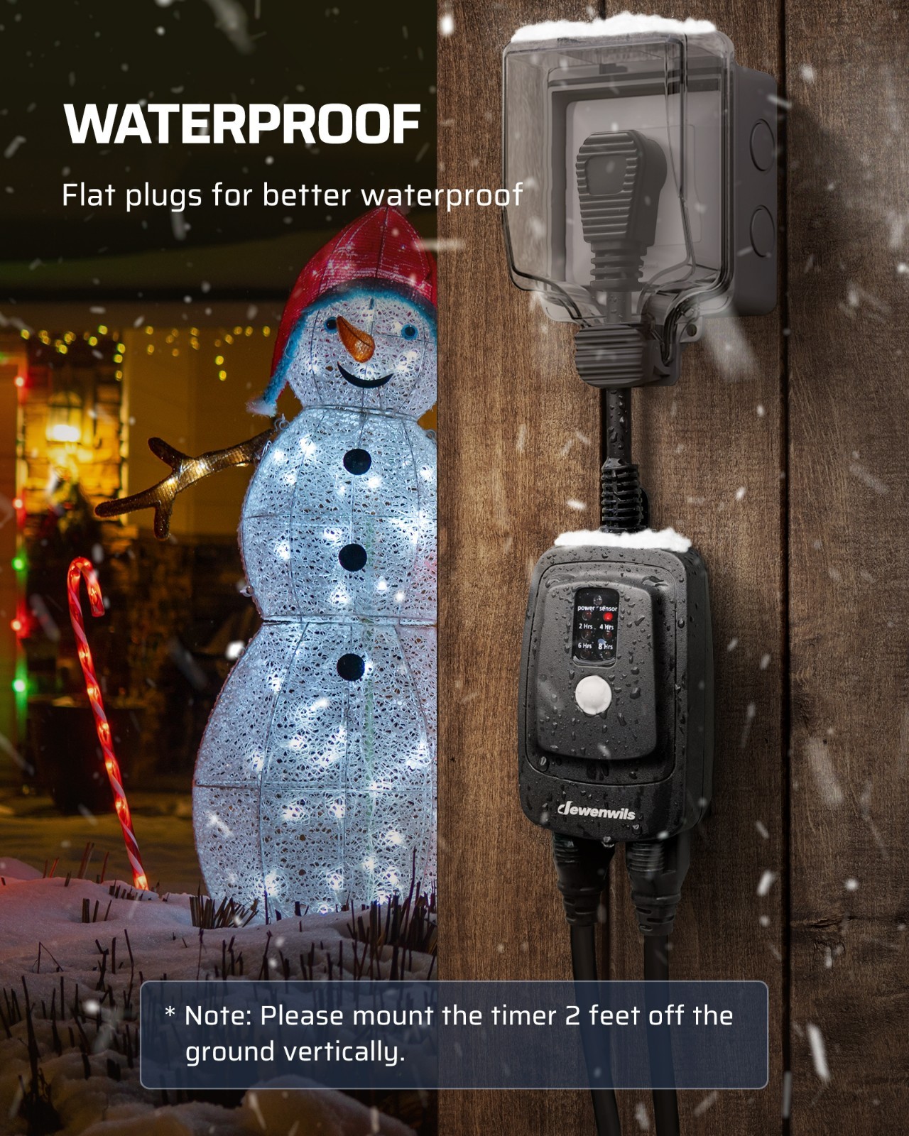 DEWENWILS Christmas Light Timer Outdoor, Dusk to Dawn Sensor & Remote Control