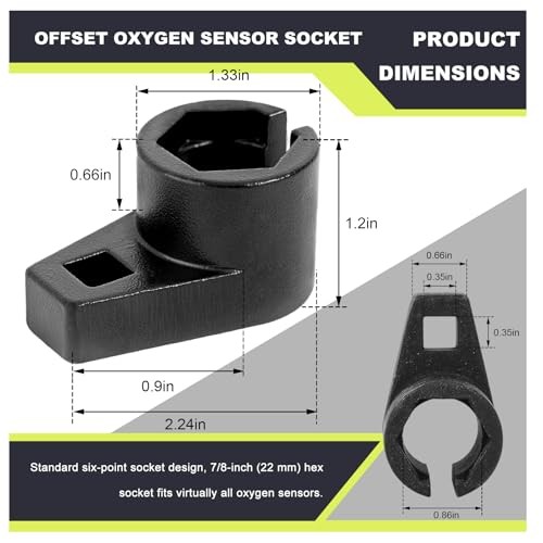 Offset Oxygen Sensor Socket, 3/8-Inch Drive by 7/8-Inch 22mm Offset O2 Sensor