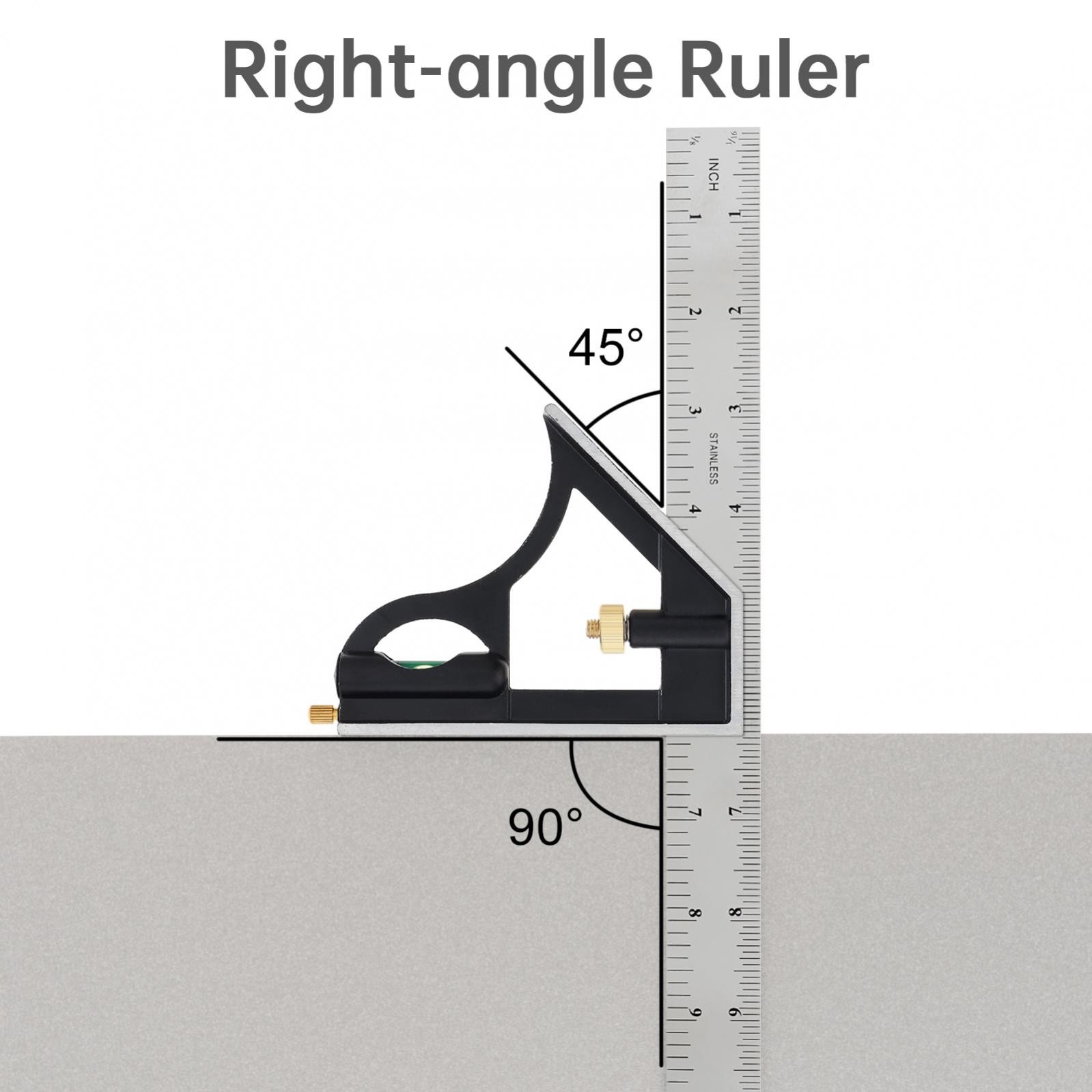 NEW 12" SS COMBINATION PROTRACTOR TRI-SQUARE RULER LEVEL MULTI-PURPOSE US