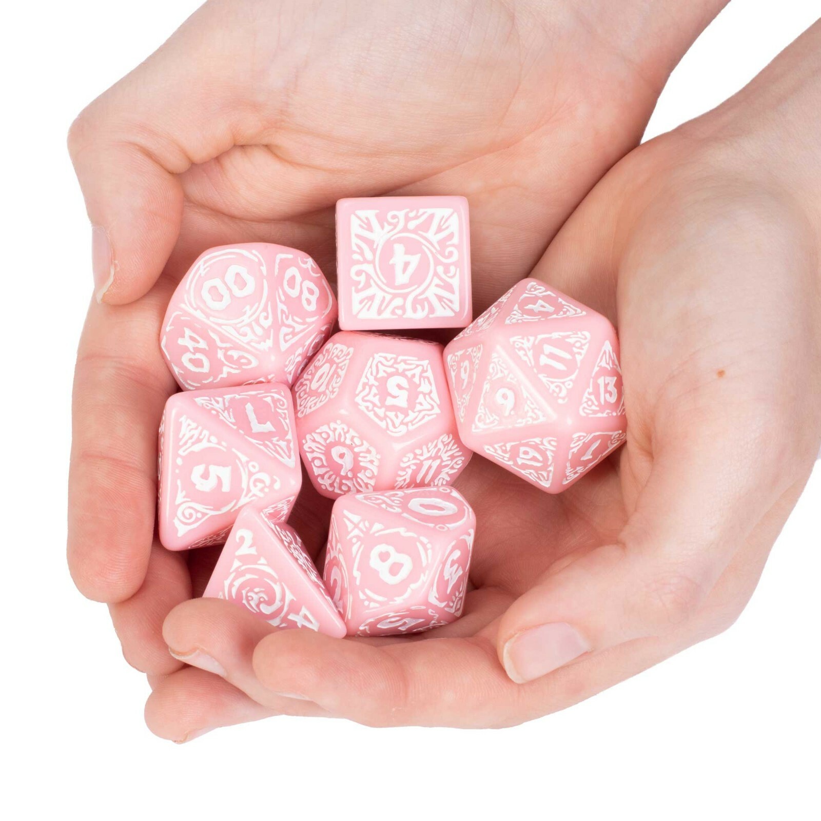 Titan Dice Calliope: Cherry Blossom with White Polyhedral Set with Box RPG