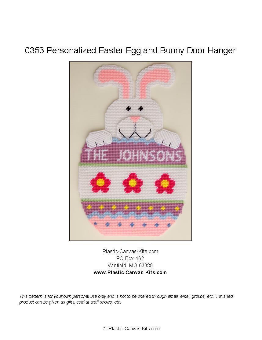 Personalized Easter Egg and Bunny Door Hanging-Plastic Canvas Pattern or Kit