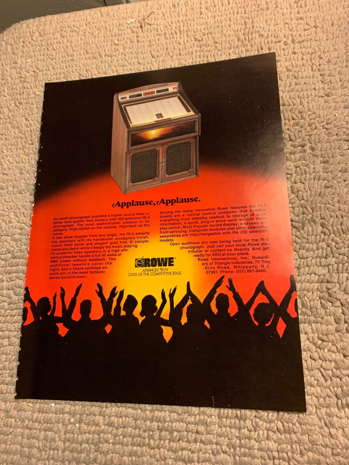 11-8 1/4” Rowe RI-5 Jukebox FLYER