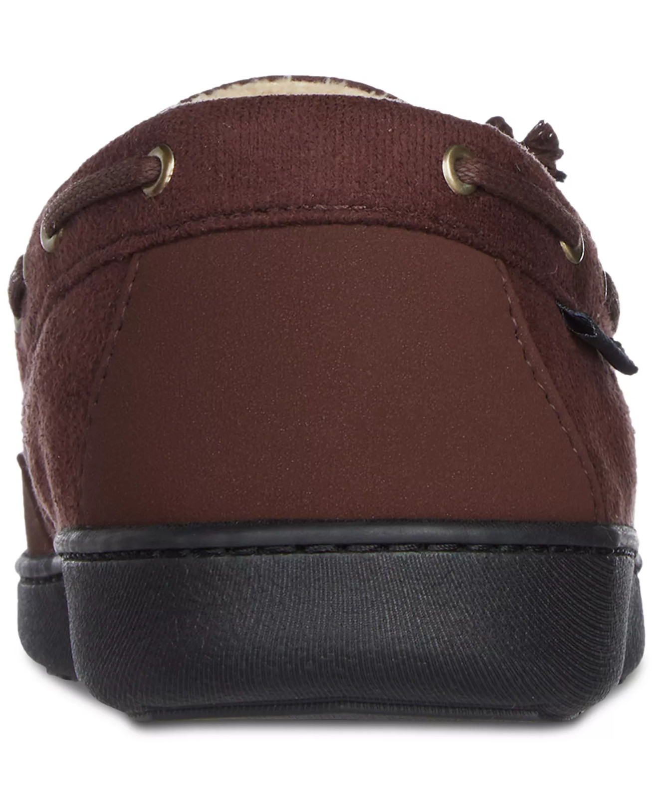 Isotoner Men's Microsuede Carter Boater Moccasin Slipper Dark Choco Medium