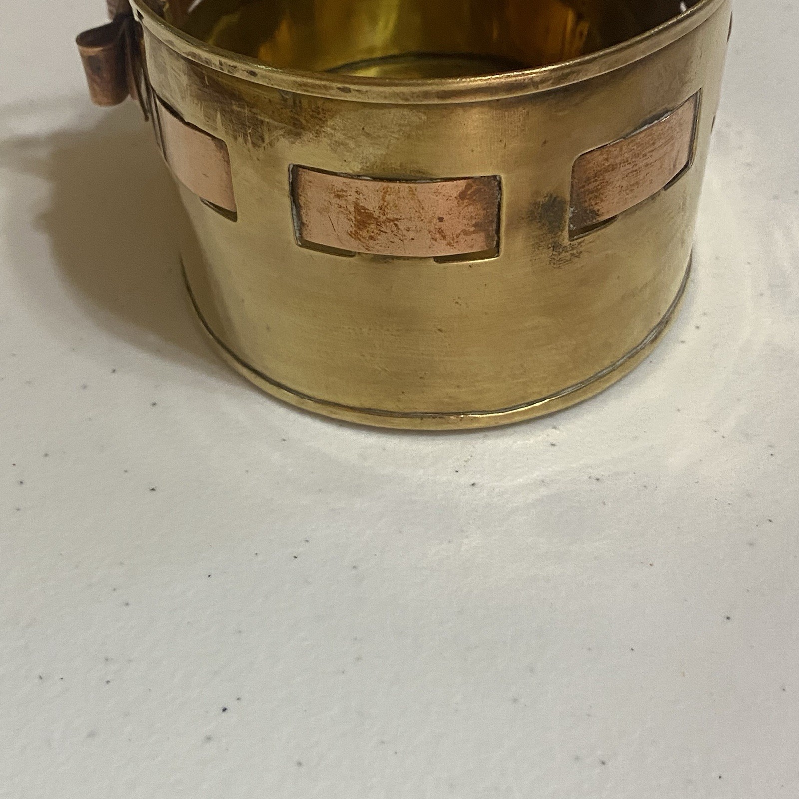 Brass Basket with Handle With Woven Design Bow