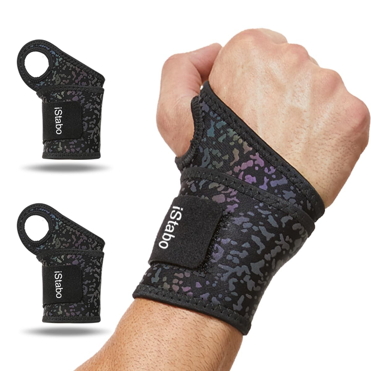 2 Pack Compression Wrist Support Brace, Gym Wraps for One Size, Black