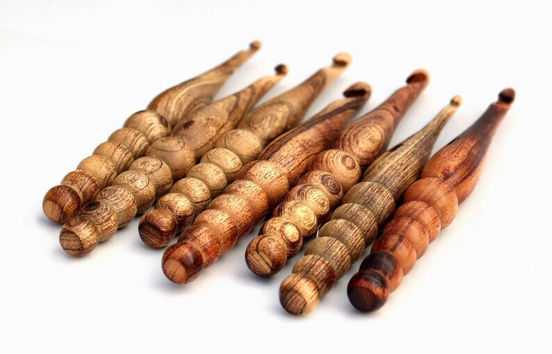 Crochet Hook Set of 7 - Ergonomic Wooden Crochet Hook, HANDMADE Crochet Hook