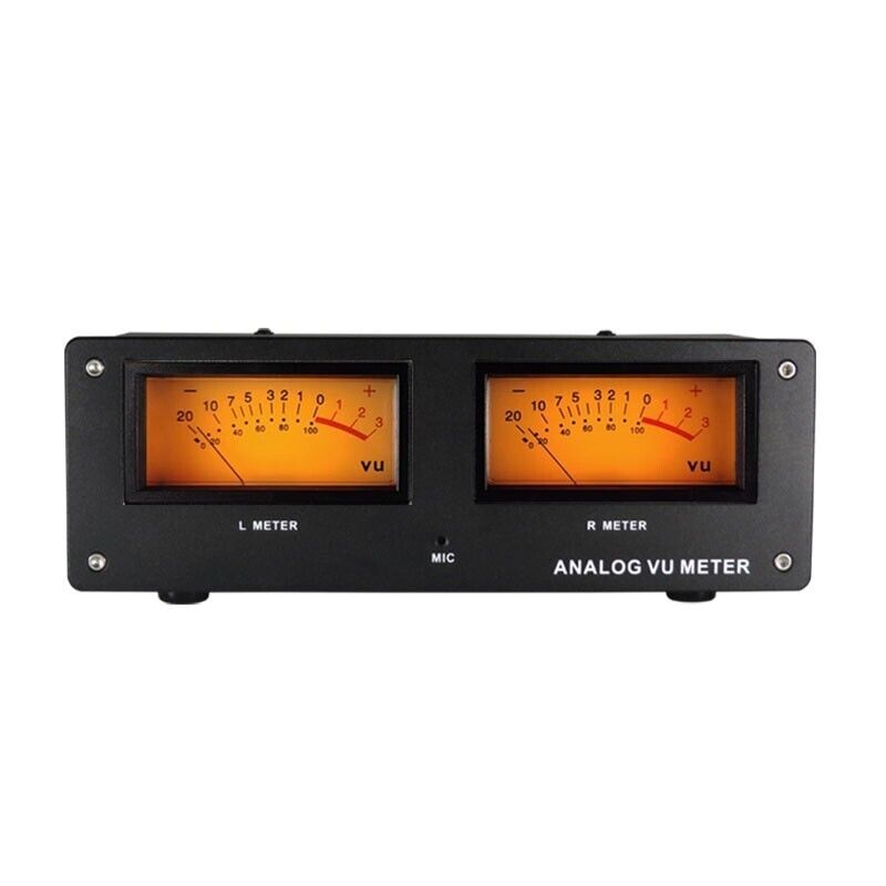 Voice Controlled Wire-free Square Analog VU Meter Alloy Panel LED Warm Backlight