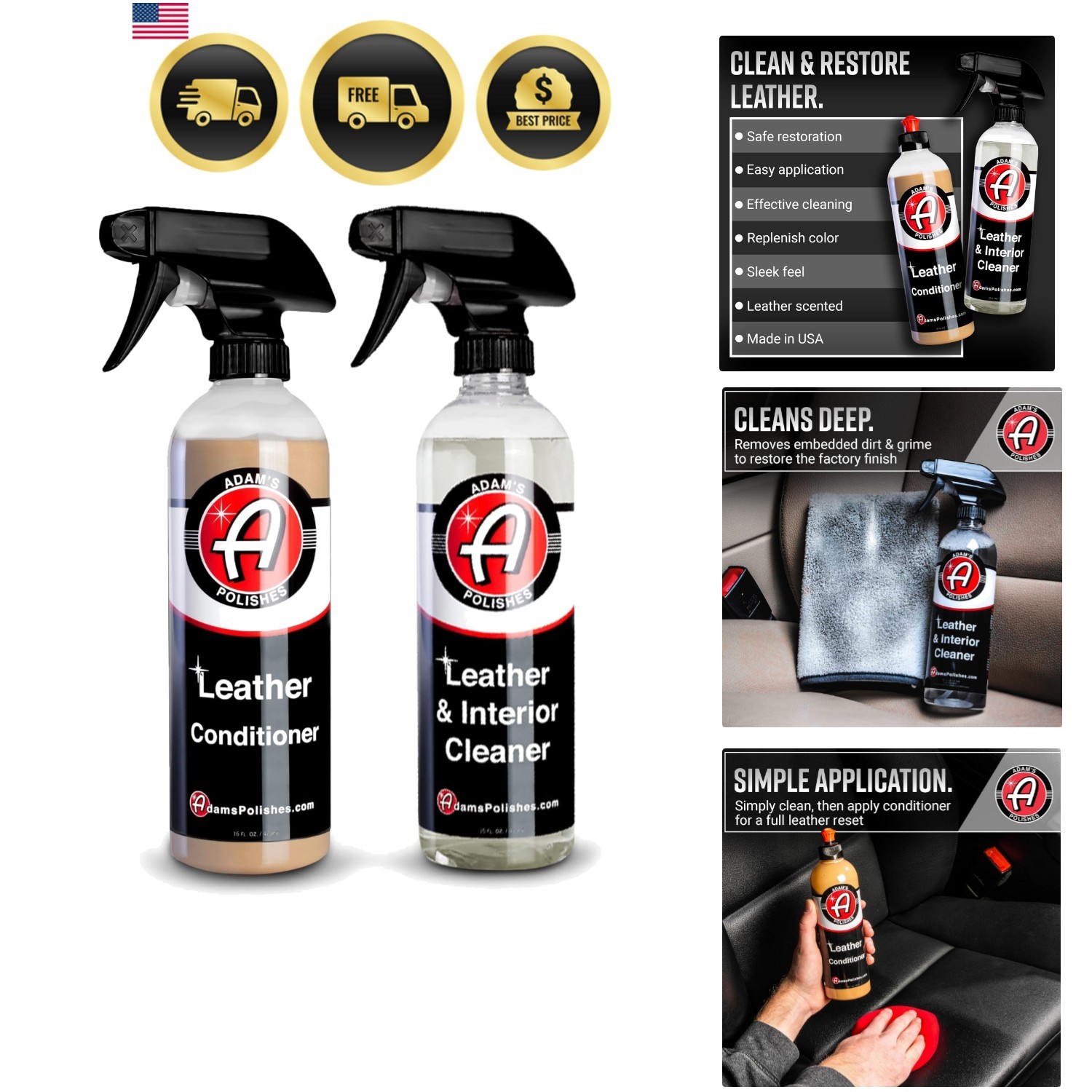 Leather Care Kit - Leather Cleaner & Conditioner Car Cleaning Supplies | UV P...