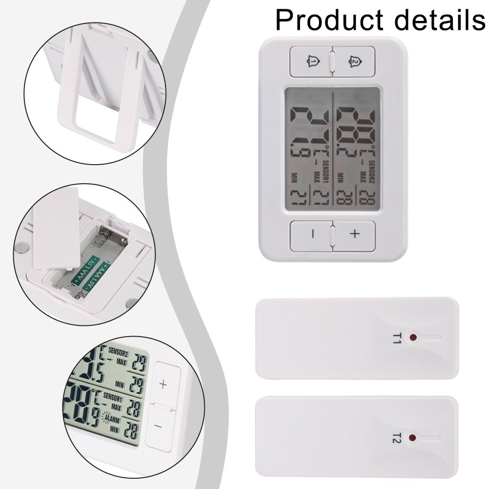 Wireless Thermometer System Featuring Two Remote Sensors for Temperature Alerts