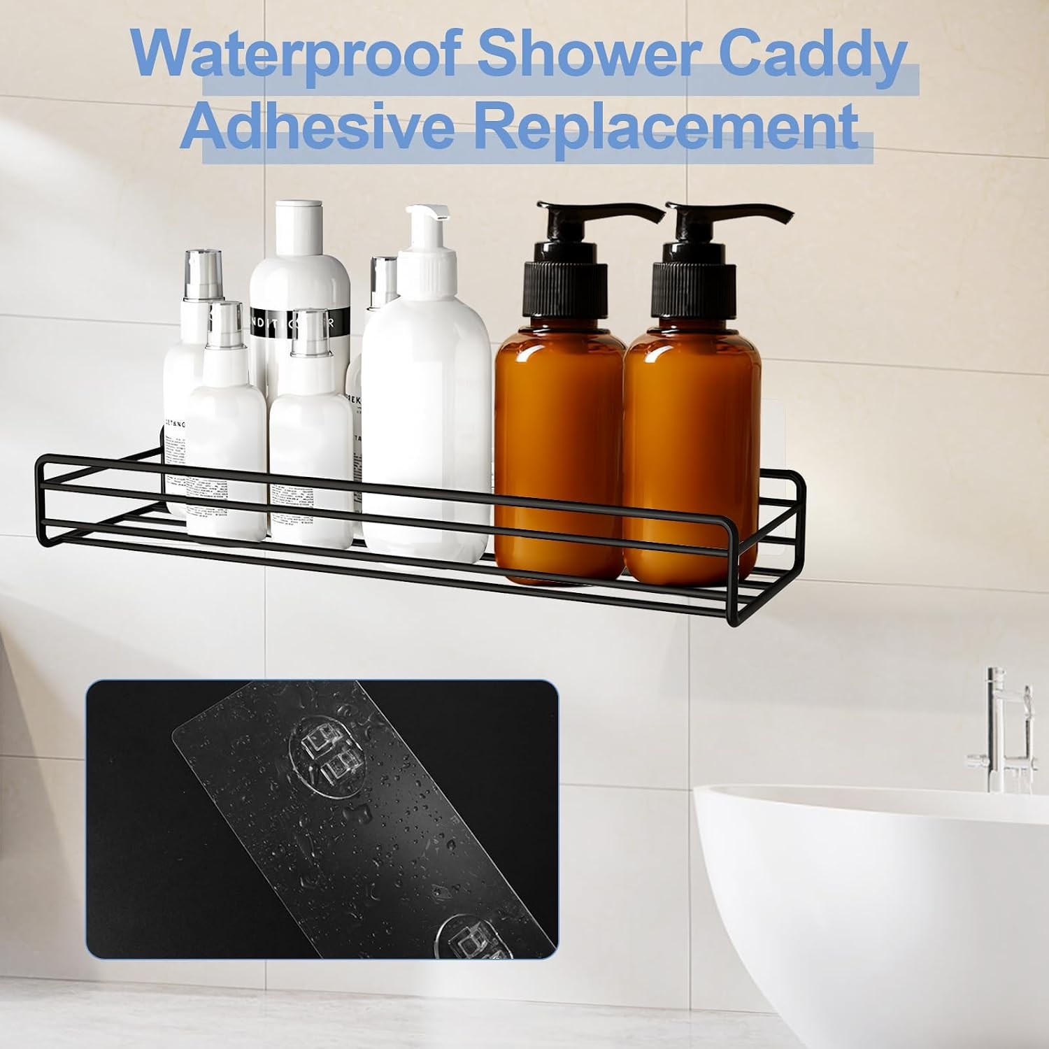 Shower Caddy Adhesive Replacement 2 Pack Transparent Strong Waterproof