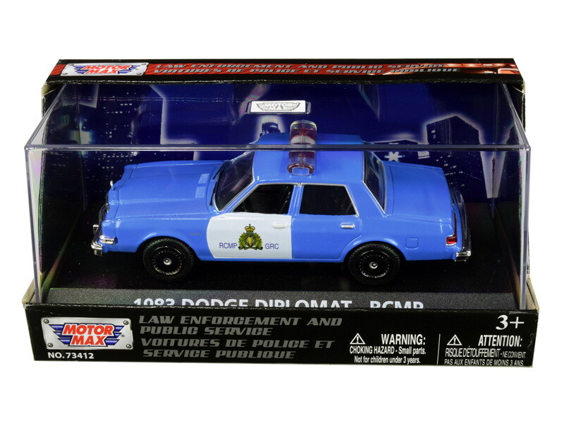 MOTORMAX 1:43 1983 BLUE DODGE DIPLOMAT ROYAL CANADIAN POLICE MODEL CAR 73412