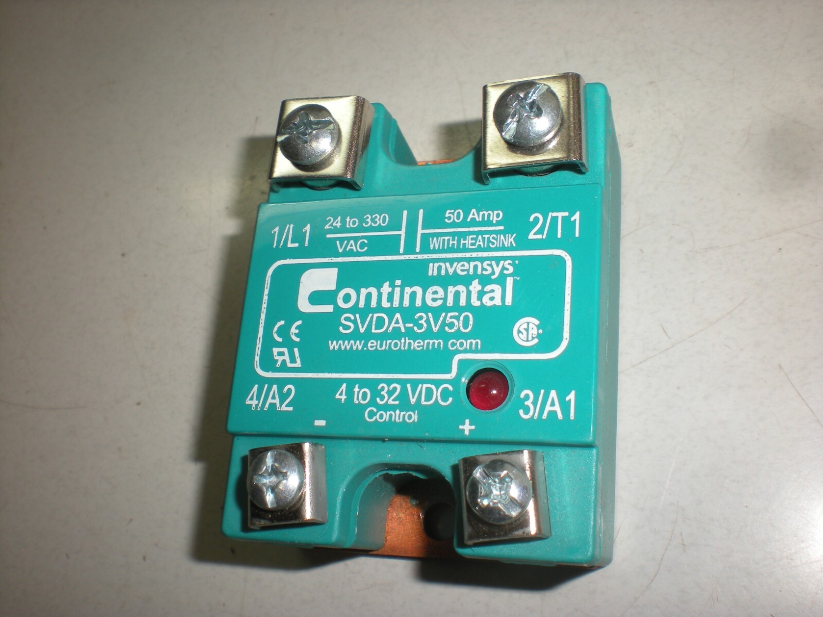 Continental SVDA-3V50 Solid State Relay - 4-32VDC Coil - 50A Load -  Tests OK