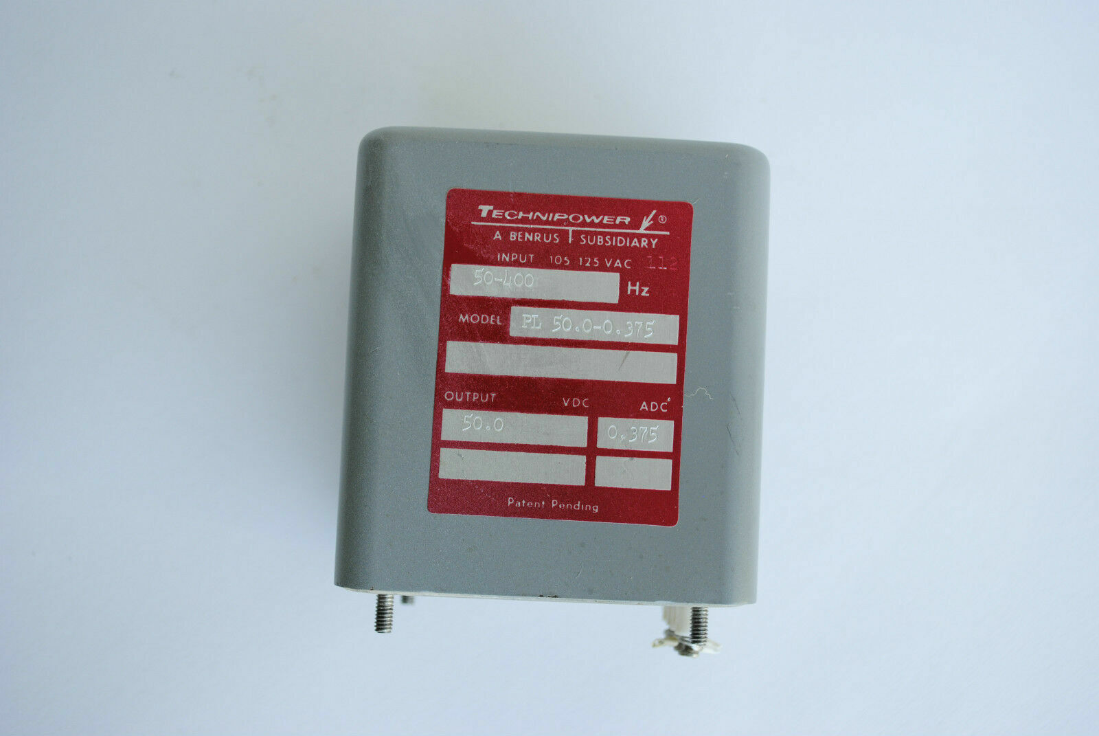 TECHNIPOWER POWER SUPPLY PL 50.0-0.375 50-400HZ  50VDC OUTPUT