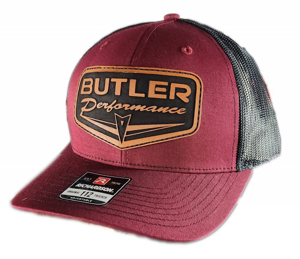 Butler Pontiac Retro Oval Patch Hat, Cardinal/Black, Adj