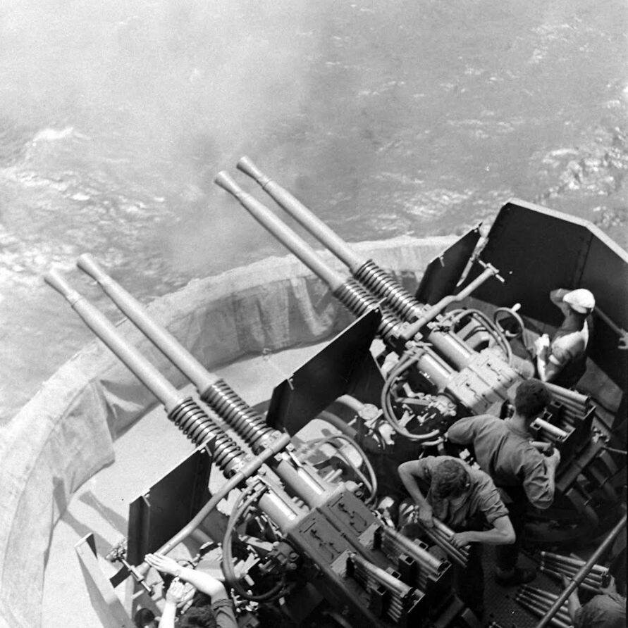 WW2 WWII Photo Aboard US Lexington CV-16 in 1944  World War Two US Navy  / US065