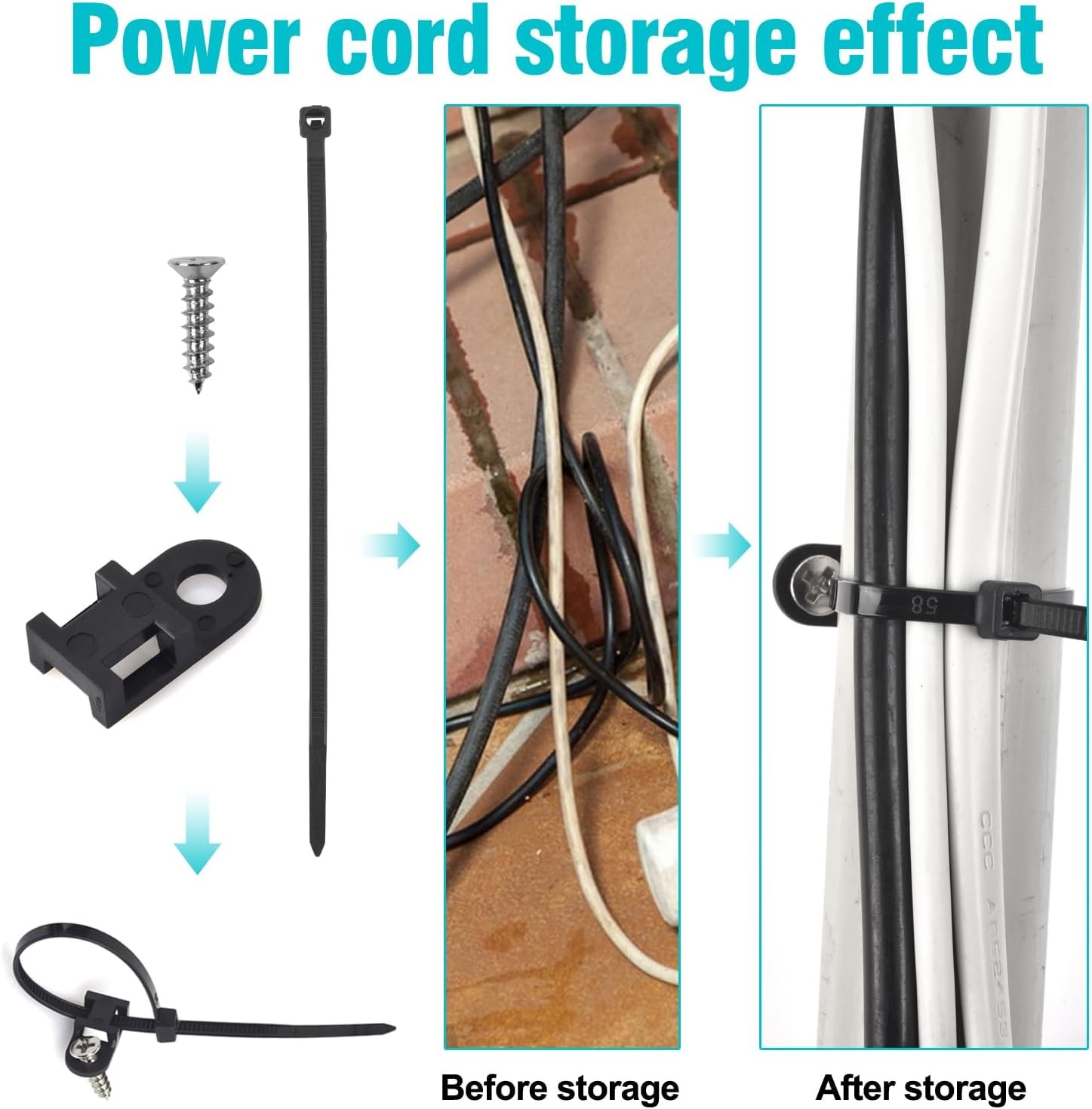 110 Pcs Cable Zip Tie Mounts Wire Cable Clips Organizer Holders with 6" Cable...