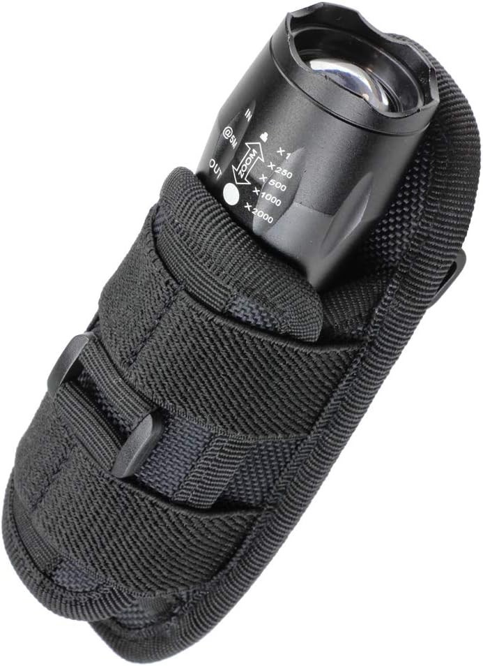 Heavy-Duty Tactical Flashlight Holster with 12 Position Clips for Versatility