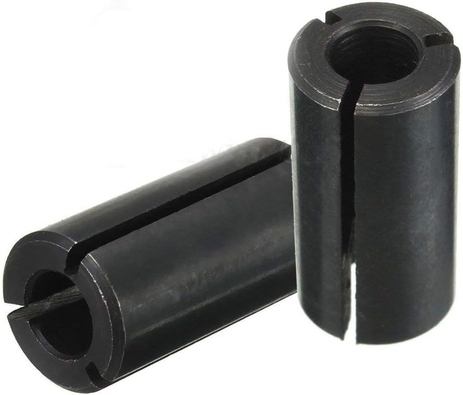 2Pcs 1/2" to 1/4" Router Collet Reduction Sleeve Tool Bit - A3 2pcs Black