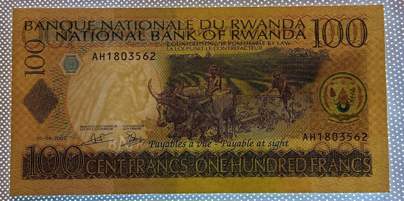 Rwanda 2003 - 100 Francs - UNC Plowing Oxen