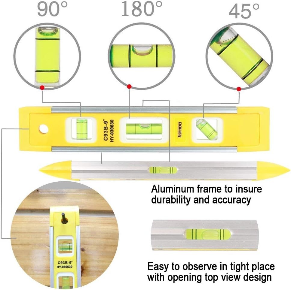 Precision 9-Inch Magnetic Level - 2 Pack with 3 Easy Read Bubbles for Accuracy