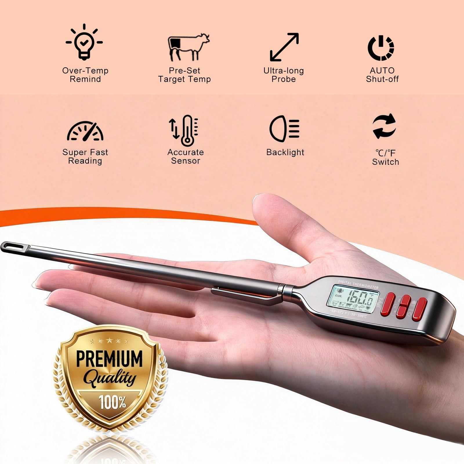 Antonki Meat Thermometer Digital, Smart Instant Read - Black