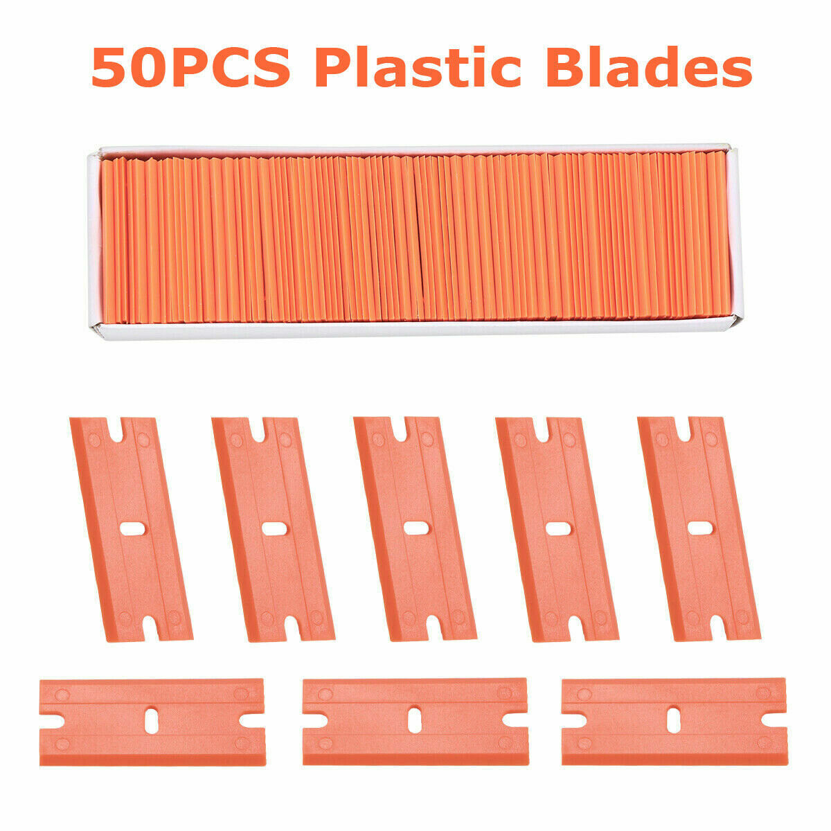 100 Pcs Plastic Razor Blades + 2 Razor Scraper Double Edged Sticker Removal Tool