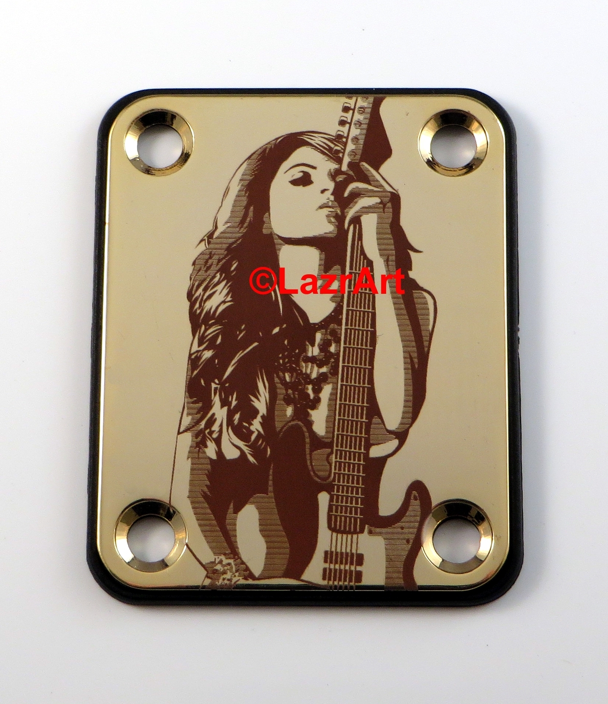 Laser Girl 601 - sexy, Fender style, engraved guitar neck plate - Choose Color