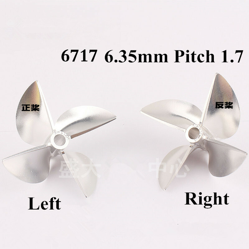 New 6717 CNC Aluminium Propeller 4-blade Pitch 1.7 for 1/4 6.35mm Shaft RC Boat