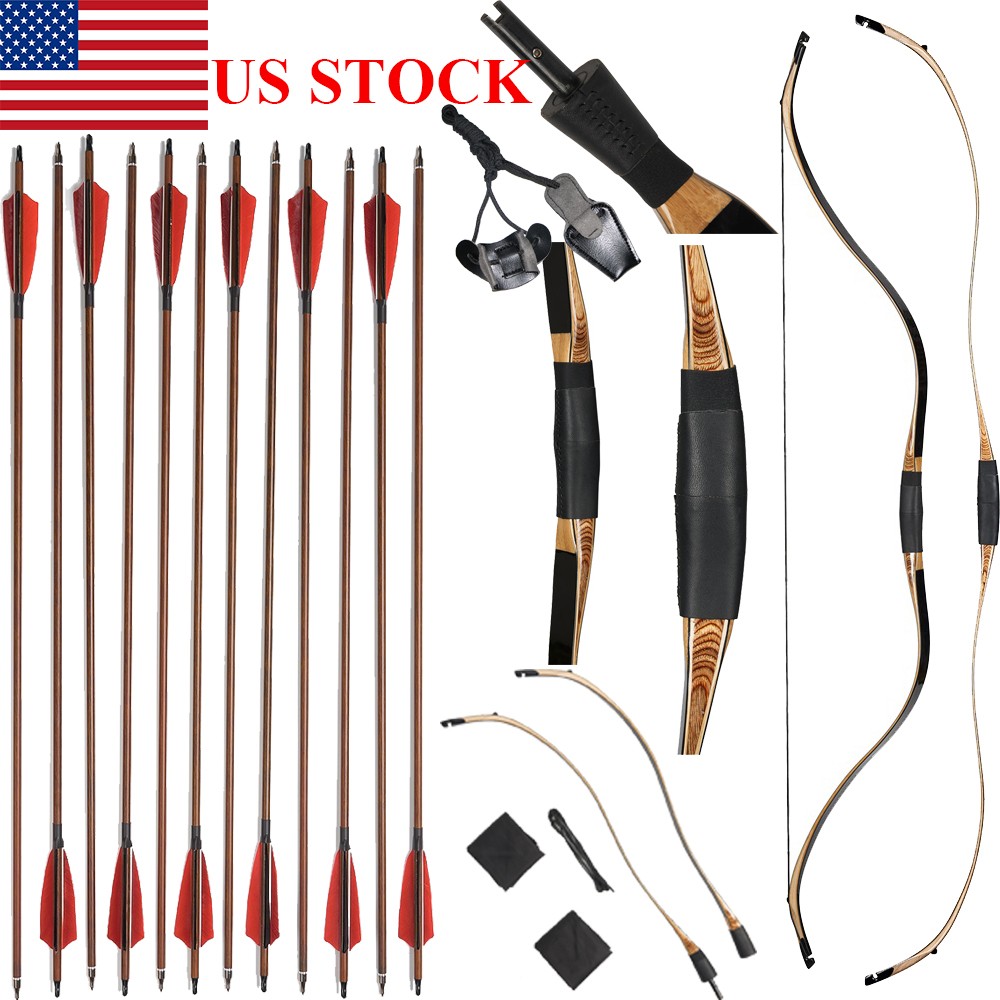 25-45lbs 52" Takedown Recurve Bow Archery Traditional Longbow for Hunting Target