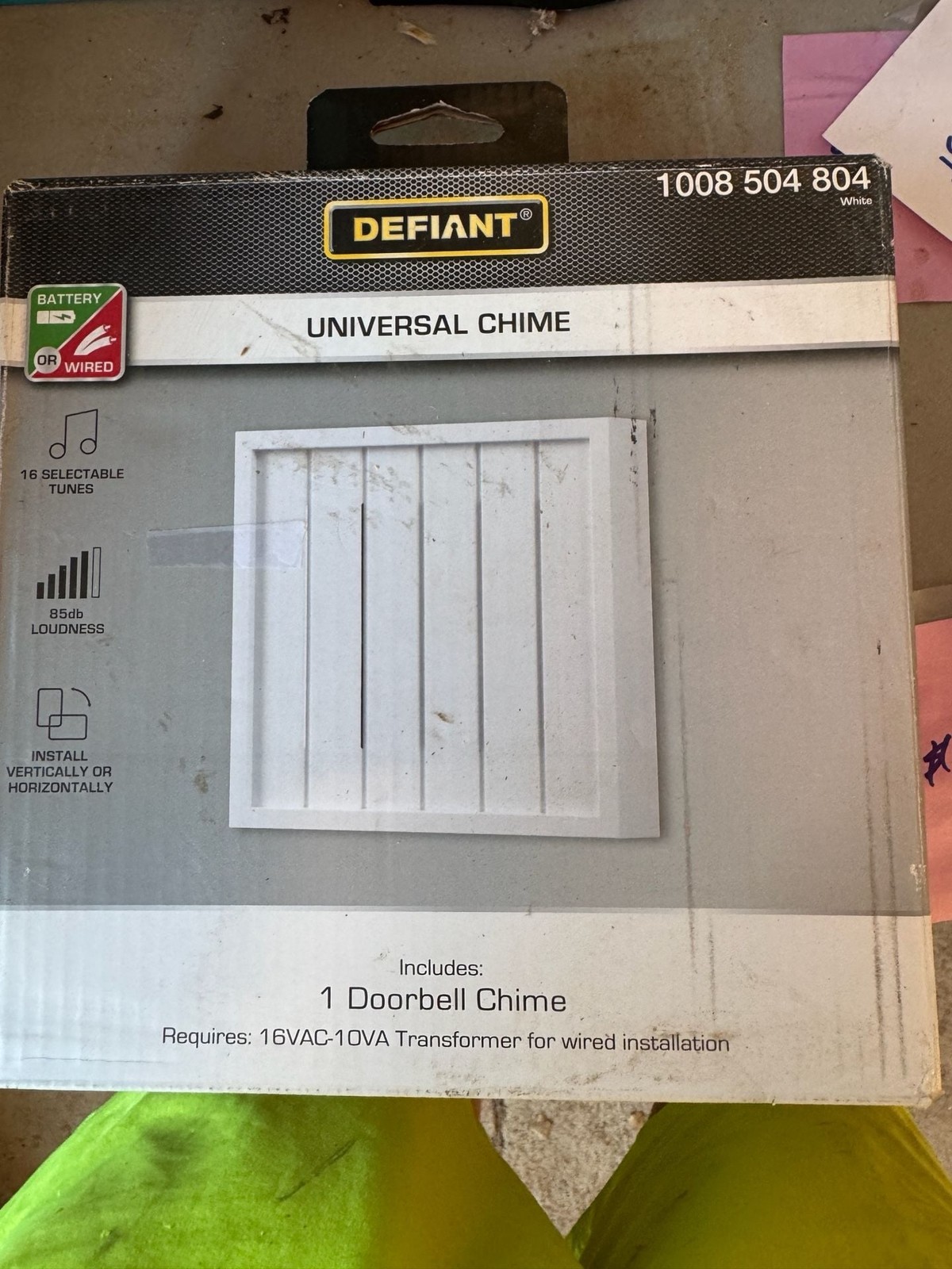Doorbell Chime - 16 Selectable Tunes, Wired or Battery Operated, White