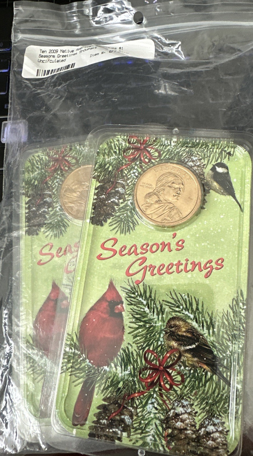 2009 Sacagawea $1 Golden Coin In Seasons Greetings Clamshell - Xmas Holidays