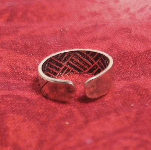 Sterling Silver Toe Ring 925 Adjustable Crosshatch Design- New Vintage