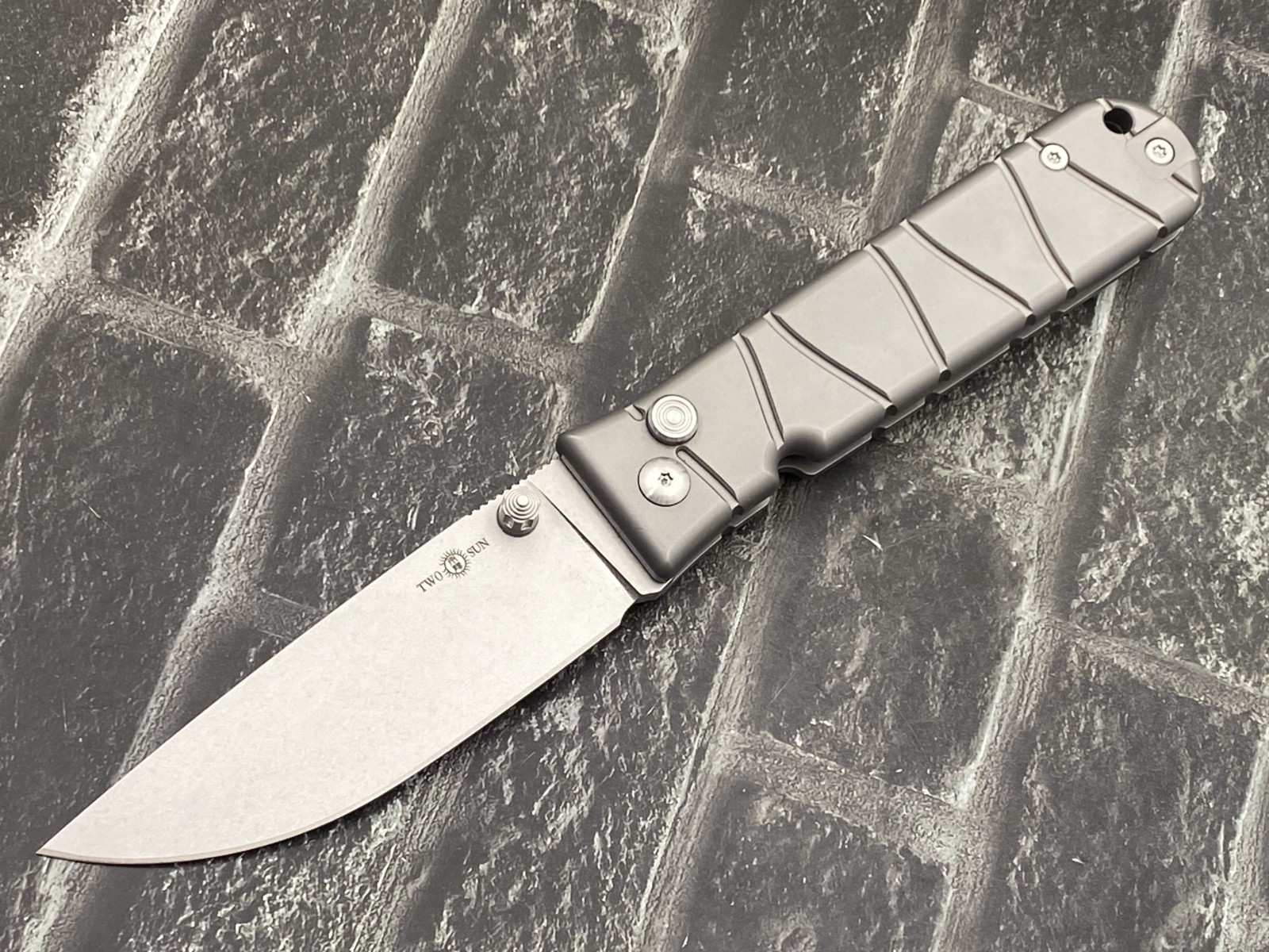 TwoSun TS409-D2-Gray Folding Knife D2 Blade Titanium Handle Pocket Knife